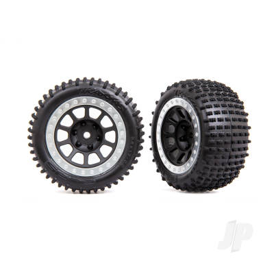 Wheels & Tyres, assembled (2.2" black, satin chrome beadlock wheels, Alias 2.2" Tyres) (2) (Bandit rear, medium compound with foam inserts)