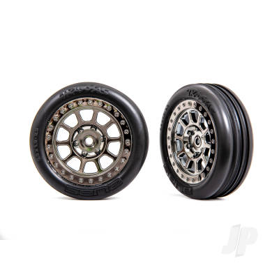 Wheels & Tyres, Assembled (2.2in Black Chrome wheels, Alias ribbed 2.2in Tyres) (2) (Bandit front, medium compound w/ foam inserts)