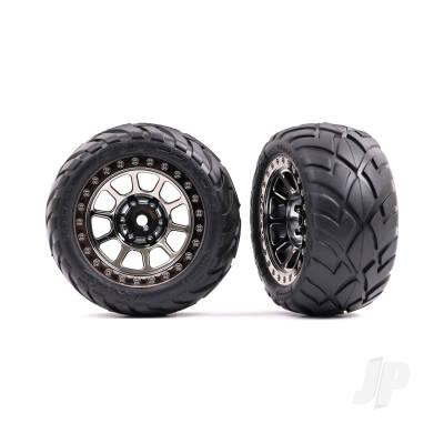 Wheels & Tyres, Assembled (2.2in Black Chrome wheels, Anaconda 2.2in Tyres with foam inserts) (2) (Bandit rear))