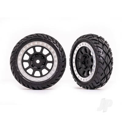 Wheels & Tyres, Assembled (2.2in Graphite Grey, Satin Chrome beadlock wheels, Anaconda 2.2in Tyres with foam inserts) (2) (Bandit front)