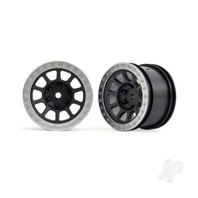 Wheels, 2.2in (Graphite Grey, Satin Chrome beadlock) (2 pcs) (Bandit rear)