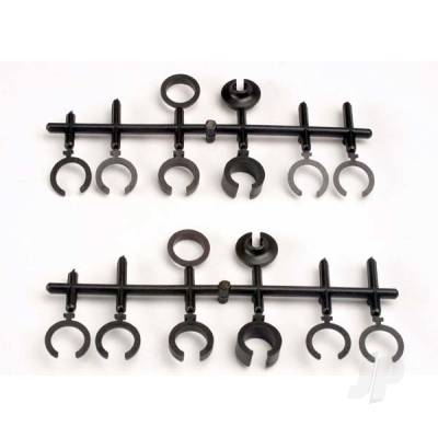 Spring retainers, upper & lower (2 pcs) / spring pre-load spacers: 1mm (4 pcs) / 1.5mm (2 pcs) / 2mm (2 pcs) / 4mm (2 pcs) / 8mm (2 pcs) (Big Bore shocks)