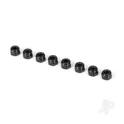 Nuts, 3mm nylon locking, Black (8)