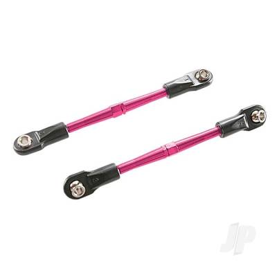 Turnbuckles, aluminium (Pink-anodised), toe links, 59mm (2) (assembled w/ rod ends & hollow balls) (requires 5mm aluminium wrench #5477)