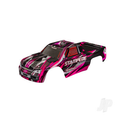 Body, Stampede (also fits Stampede VXL), Pink (painted, decals applied) (assembled with front & rear body mounts for clipless mounting)