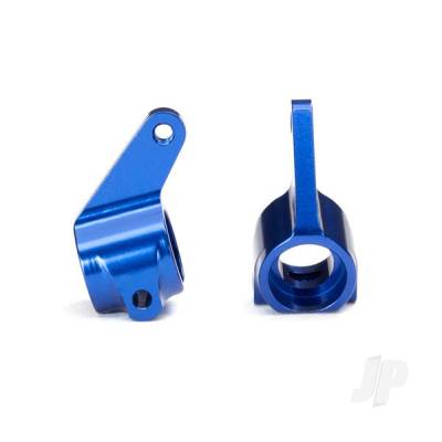 Steering blocks, Rustler / Stampede / Bandit (2 pcs), 6061-T6 aluminium (Blue-anodised) / 5x11mm ball bearings (4 pcs)