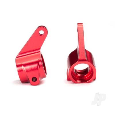 Steering blocks, Rustler / Stampede / Bandit (2 pcs), 6061-T6 aluminium (Red-anodised) / 5x11mm ball bearings (4 pcs)