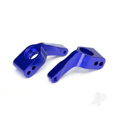Stub axle carriers, Rustler / Stampede / Bandit (2 pcs), 6061-T6 aluminium (Blue-anodised) / 5x11mm ball bearings (4 pcs)