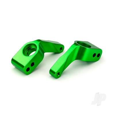 Stub axle carriers, Rustler / Stampede / Bandit (2 pcs), 6061-T6 aluminium (Green-anodised) / 5x11mm ball bearings (4 pcs)