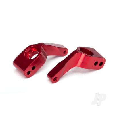 Stub axle carriers, Rustler / Stampede / Bandit (2 pcs), 6061-T6 aluminium (Red-anodised) / 5x11mm ball bearings (4 pcs)