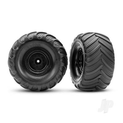 Black Monster Truck Wheels & Terra Groove Tyres (2)