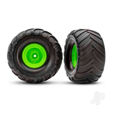 Green Monster Truck Wheels & Terra Groove Tyres (2)