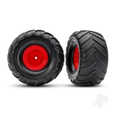 Red Monster Truck Wheels & Terra Groove Tyres (2)