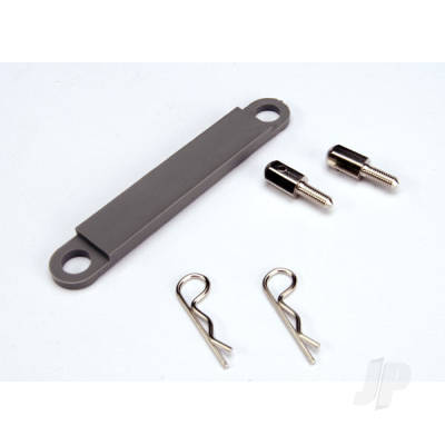 Battery hold-down plate (Grey) / metal posts (2 pcs) / Body clips (2 pcs)