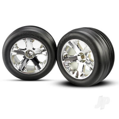 Wheels & Tyres, Assembled, Glued (2.8in) (All-Star Chrome wheels, ribbed Tyres, foam inserts) (front) (2)