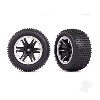 Wheels & Tyres, Assembled, Glued (2.8in) (RXT Black & Satin wheels, Alias Tyres, foam inserts) (2WD electric rear) (2 pcs) (TSM rated)