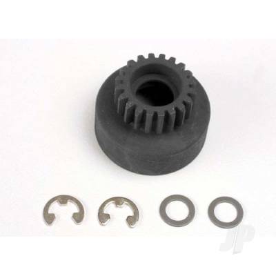 Clutch bell, (20-tooth) / 5x8x0.5mm fibre washer (2 pcs) / 5mm e-clip (requires #4611-ball bearings, 5x11x4mm (2 pcs)