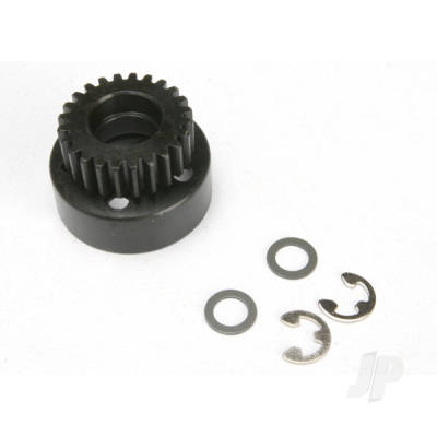 Clutch bell, (24-tooth) / 5x8x0.5mm fibre washer (2 pcs) / 5mm e-clip (requires #4611-ball bearings, 5x11x4mm (2 pcs))