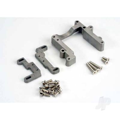 Engine mount, 2 piece, aluminium (with screws) (N. Rustler / Sport)