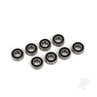 Ball bearings, Black rubber sealed, stainless (5x11x4mm) (8 pcs)