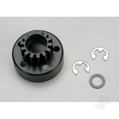 Clutch bell, (14-tooth) / 5x8x0.5mm fibre washer (2 pcs) / 5mm e-clip (requires 5x10x4mm ball bearings part #4609) (1.0 metric pitch)