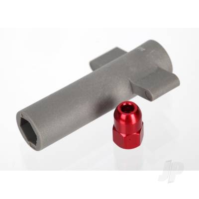 Antenna crimp nut, aluminium (Red-anodised) / antenna nut tools