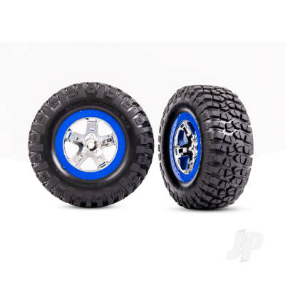Wheels & Tyres, Assembled, Glued (SCT Chrome, Blue beadlock style wheels, BFGoodrich Mud-Terrain T/A KM2 Tyres, foam inserts) (2) (4WD front/rear, 2WD rear only)