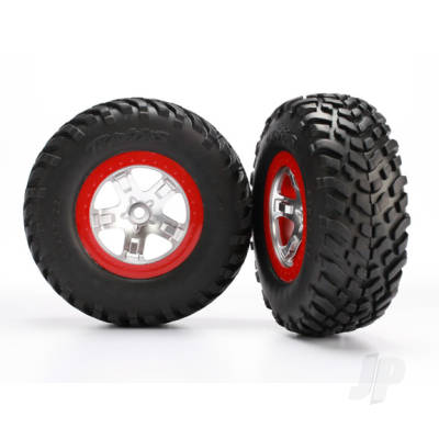 Wheels & Tyres, SCT Satin Chrome & Red Wheels & S1 Compound Tyres (2 pcs)