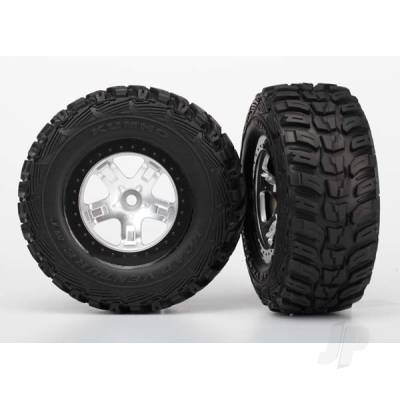 Tyre & wheel assembly, glued (SCT satin chrome, black beadlock style wheels, Kumho Tyres, foam inserts) (2) (4WD front/rear, 2WD rear only)