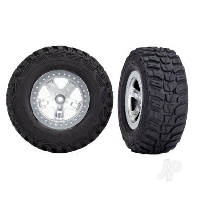 Tyre & wheel assembly, glued (SCT satin chrome, beadlock style wheels, Kumho Tyres, foam inserts) (2) (4WD front/rear, 2WD rear only)