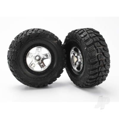 Tyre & wheel assembly, glued (SCT satin chrome, beadlock style wheels, Kumho Tyres, foam inserts) (2) (2WD front)