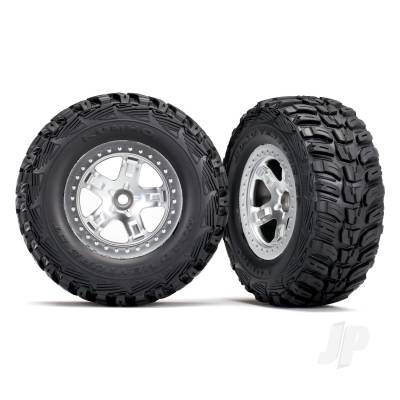 Tyre & wheel assembly, glued (SCT satin chrome, beadlock style wheels, Kumho Tyres, foam inserts) (2) (2WD front only)