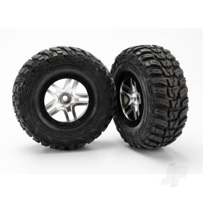 Tyre & wheel assembly, glued (S1 compound) (SCT Split-Spoke satin chrome, black beadlock style wheels, Kumho Tyres, foam inserts) (2) (2WD front)