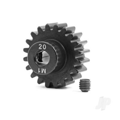 Gear, 20-T pinion (machined, hardened steel) (1.0 metric pitch) (fits 5mm shaft)/ set screw