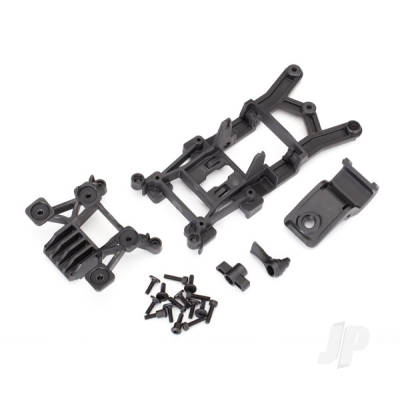 Body mounts, Front & Rear / 3x12mm CS (4 pcs) / 3x12mm shoulder screw (2 pcs) / 3x10mm flat-head machine screw (8 pcs) / 3x12mm BCS (1pc)
