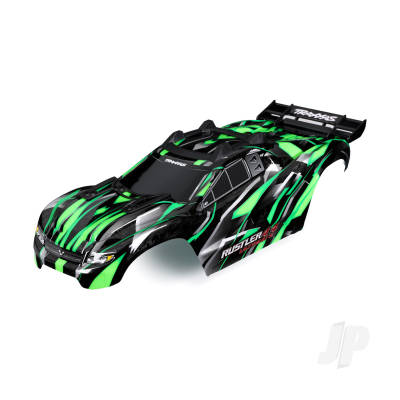 Body, Rustler 4X4 Ultimate, Green (painted, decals applied) (assembled with front & rear body mounts and rear body support for clipless mounting)
