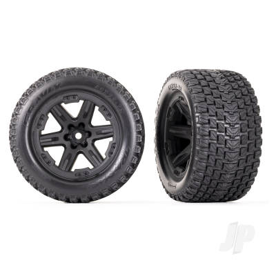 Wheels & Tyres, Assembled, Glued (2.8") (RXT Black wheels, Gravix tyres, foam inserts) (4WD electric front/rear, 2WD electric front only) (2) (TSM rated)