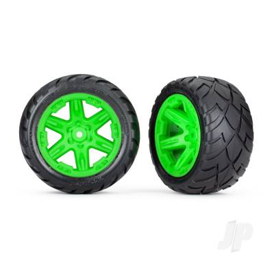 Wheels & Tyres, Assembled, Glued (2.8in) (RXT Green wheels, Anaconda tyres, foam inserts) (2WD electric rear) (2) (TSM rated)