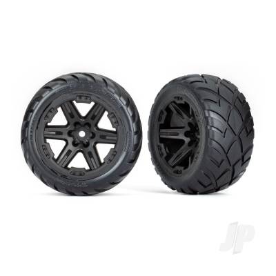 Wheels & Tyres, Assembled, Glued (2.8in) (RXT Black wheels, Anaconda tyres, foam inserts) (4WD electric front/rear, 2WD electric front only) (2) (TSM rated)