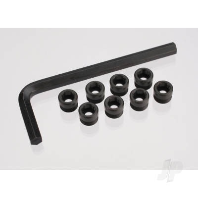 Aluminium caps, pivot ball (threaded aluminium, Hard-anodised with PTFE-coating) (8 pcs) / hex wrench, 5mm