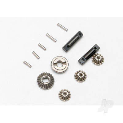 Gear Set, Differential (output gears (2 pcs) / spider gears (3 pcs)) / Differential output shafts (2 pcs) / 1.5x6mm pin (3 pcs) / 1.5x8mm pin (2 pcs)