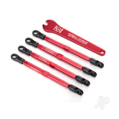 Toe links, aluminium (Red-anodised) (4 pcs) (assembled with rod ends and threaded inserts)