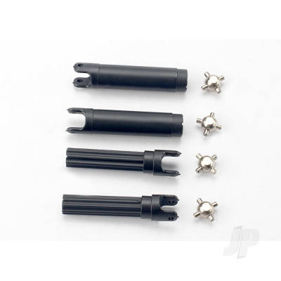 Half shafts, left or right (internal splined half shaft (2 pcs) / external splined half shaft) (2 pcs)) / metal u-joints (4 pcs)