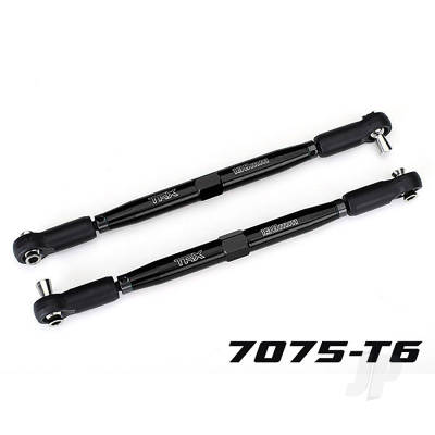 Toe links, X-Maxx (Tubes Black-anodised, 7075-T6 aluminium, stronger than Titanium) (157mm) (2) / rod ends, assembled with steel hollow balls (4) / aluminium wrench, 10mm (1)