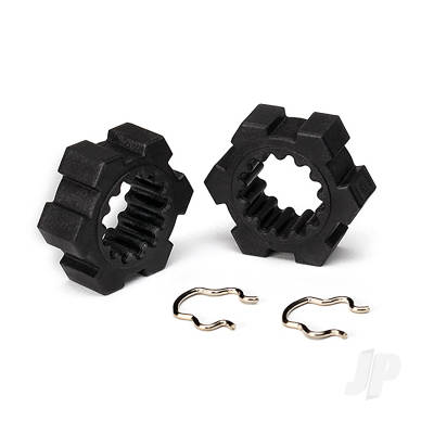 Wheel hubs, hex (2), hex clips (2)