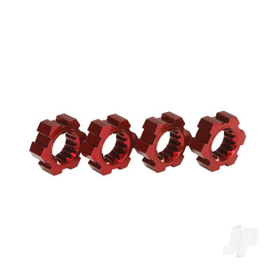 Wheel Hubs, hex, aluminium (Red-anodised) (4 pcs)