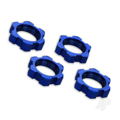 Wheel nuts, splined, 17mm, serrated (Blue-anodised) (4 pcs)