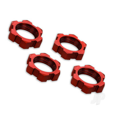 Wheel nuts, splined, 17mm, serrated (Red-anodised) (4 pcs)