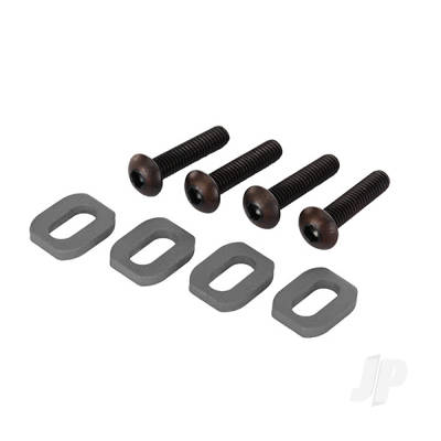 Washers, motor mount, aluminium (Grey-anodised) (4 pcs) / 4x18mm BCS (4 pcs)