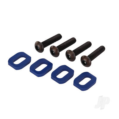 Washers, motor mount, aluminium (Blue-anodised) (4 pcs) / 4x18mm BCS (4 pcs)